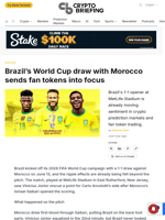 Brazil's World Cup draw with Morocco sends fan tokens into focus