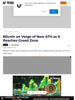 Bitcoin on Verge of New ATH as It Reaches Greed Zone