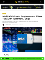 Intel (INTC) Stock: Surges Almost 5% on Talks with TSMC for AI Chips - CoinCentral