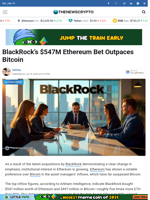 BlackRock's $547M Ethereum Bet Outpaces Bitcoin - TheNewsCrypto