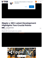 Ripple v. SEC: Latest Development Highlights Two Crucial Points - U.Today