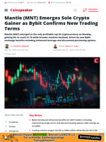 Mantle (MNT) Emerges Sole Crypto Gainer as Bybit Confirms New Trading Terms - Coinspeaker