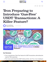 Tron Preparing to Introduce ‘Gas-Free’ USDT Transactions: A Killer Feature? – CryptoNinjas