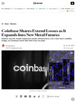 Coinbase Shares Extend Losses as It Expands Into New Metal Futures - Decrypt