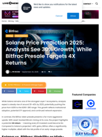 Solana Price Prediction 2025: Analysts See 30% Growth, While Bitfrac Presale Targets 4X Returns | Live Bitcoin News