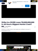 Shiba Inu (SHIB) Loses 116,666,666,666 in 48 Hours: Biggest Market Crash? - U.Today