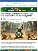 Little Pepe ($LILPEPE) Price Forecast: Can Early Investors See 50x Returns by 2026? - TheNewsCrypto