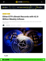 Ether ETFs Break Records with $2.9 Billion Weekly Inflows - CoinCentral