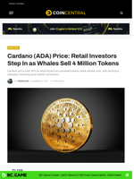 Cardano (ADA) Price: Retail Investors Step In as Whales Sell 4 Million Tokens - CoinCentral