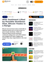 With Sentiment Lifted by Possible Shutdown Deal, Bitcoin Trades in a Range – Crypto News Bitcoin News