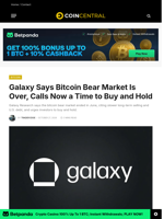 Galaxy Says Bitcoin Bear Market Is Over, Calls Now a Time to Buy and Hold - CoinCentral