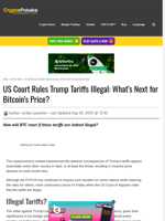 US Court Rules Trump Tariffs Illegal: What’s Next for Bitcoin’s Price?