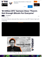 '$1 Million BTC' Samson Mow: ‘There’s Not Enough Bitcoin For Everyone’