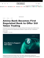 Amina Bank Becomes First Regulated Bank to Offer SUI Token Trading - 