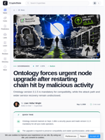 Ontology forces urgent node upgrade after restarting chain hit by malicious activity