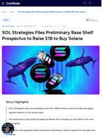 SOL Strategies Files Preliminary Base Shelf Prospectus to Raise $1B to Buy Solana