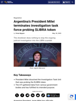 Argentina’s President Milei terminates investigation task force probing $LIBRA token