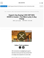 Experts Say Buying 1,000 XRP With 3000$ Is Insane—You Were Lucky to Buy Cheap