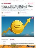 Solana Eyes $300 Amid Institutional Treasury Boom