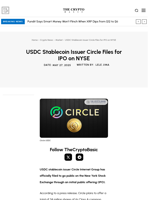 USDC Stablecoin Issuer Circle Files for IPO on NYSE
