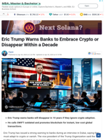 Eric Trump Warns Banks to Embrace Crypto or Disappear Within a Decade - TheNewsCrypto