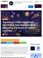The Future of Decentralized Gambling: How Blockchain Is Rewriting the Rules of Online Casinos | Live Bitcoin News