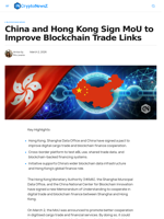 China, Hong Kong Sign MoU to Develop Blockchain Trade Links