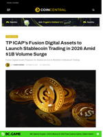 TP ICAP’s Fusion Digital Assets to Launch Stablecoin Trading in 2026 Amid $1B Volume Surge