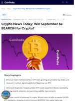 Crypto News Today: Will September be BEARISH for Crypto?