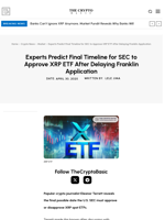 Experts Predict Final Timeline for SEC to Approve XRP ETF After Delaying Franklin Application