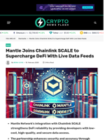 Mantle Joins Chainlink SCALE to Supercharge DeFi With Live Data Feeds - Crypto News Flash