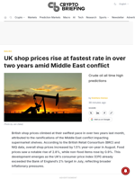 UK shop prices rise at fastest rate in over two years amid Middle East conflict
