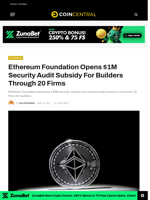 Ethereum Foundation Opens $1M Security Audit Subsidy For Builders Through 20 Firms