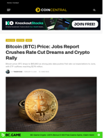 Bitcoin (BTC) Price: Jobs Report Crushes Rate Cut Dreams and Crypto Rally - CoinCentral