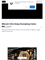 Bitcoin OGs Keep Dumping Coins - U.Today