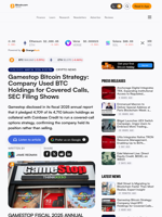 Gamestop Bitcoin Strategy: Company Used BTC Holdings for Covered Calls, SEC Filing Shows – Crypto News Bitcoin News