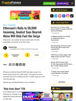 Ethereum's Rally to $8,000 Incoming, Analyst Says Bearish Noise Will Only Fuel the Surge