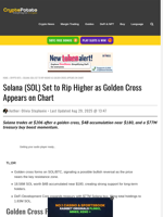 Solana (SOL) Set to Rip Higher as Golden Cross Appears on Chart