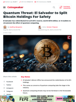 Quantum Threat: El Salvador to Split Bitcoin Holdings For Safety - Coinspeaker