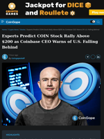 Experts Predict COIN Stock Rally Above $200 as Coinbase CEO Warns of U.S. Falling Behind
