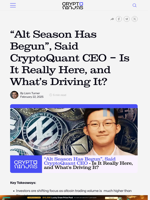 “Alt Season Has Begun”, Said CryptoQuant CEO - Is It Really Here, and What's Driving It? – CryptoNinjas