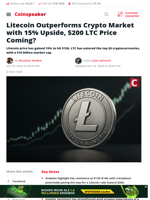 Litecoin Outpaces Market with 15% Gain — $200 LTC in Sight?