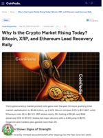 Why Is the Crypto Market Rising Today? Bitcoin, XRP, and Ethereum Lead Recovery Rally