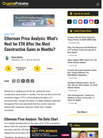 Ethereum Price Analysis: What's Next for ETH After the Most Constructive Gains in Months?