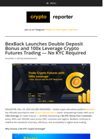 BexBack Launches Double Deposit Bonus and 100x Leverage Crypto Futures Trading — No KYC Required