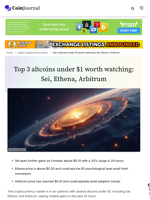 Top 3 altcoins under $1 worth watching: Sei, Ethena, Arbitrum - CoinJournal