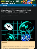 Hyperliquid AUM Surpasses $6.2B Amid USDC and ETH Inflows, HYPE Surges