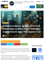 Shiba Inu News; Dogecoin Price Prediction & Why PayFi Remittix Could Storm Into The Lead In Q4 | Live Bitcoin News