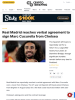 Real Madrid reaches verbal agreement to sign Marc Cucurella from Chelsea