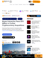 Boyaa Interactive Plans $70 Million in Further Cryptocurrency Acquisitions – News Bytes Bitcoin News